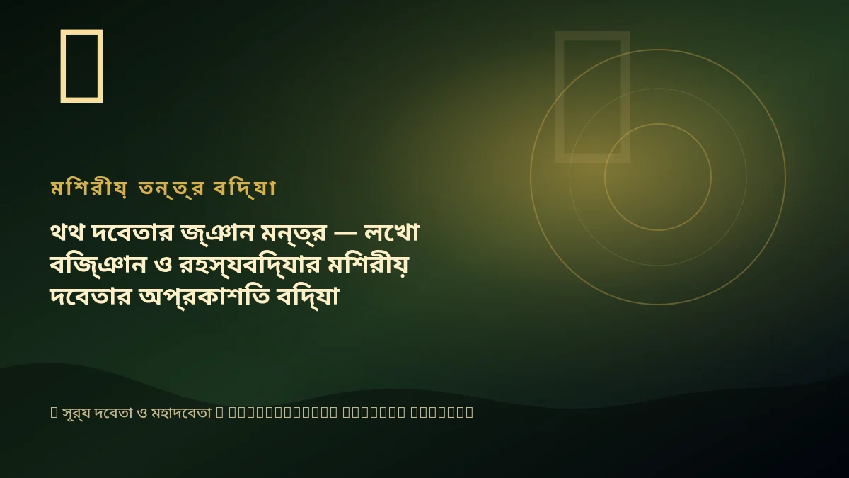 থথ দেবতার জ্ঞান মন্ত্র — লেখা বিজ্ঞান ও রহস্যবিদ্যার মিশরীয় দেবতার অপ্রকাশিত বিদ্যা