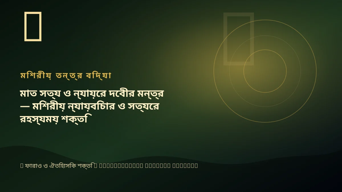 মাত সত্য ও ন্যায়ের দেবীর মন্ত্র — মিশরীয় ন্যায়বিচার ও সত্যের রহস্যময় শক্তি
