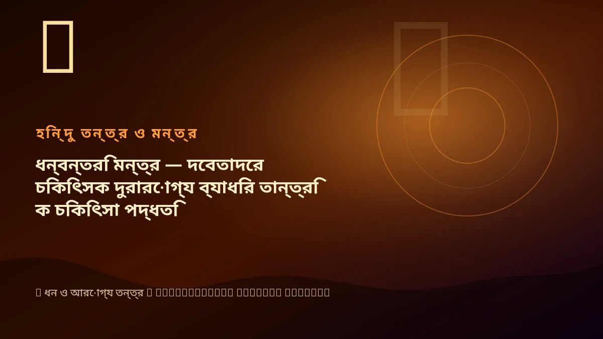 ধন্বন্তরি মন্ত্র — দেবতাদের চিকিৎসক দুরারোগ্য ব্যাধির তান্ত্রিক চিকিৎসা পদ্ধতি