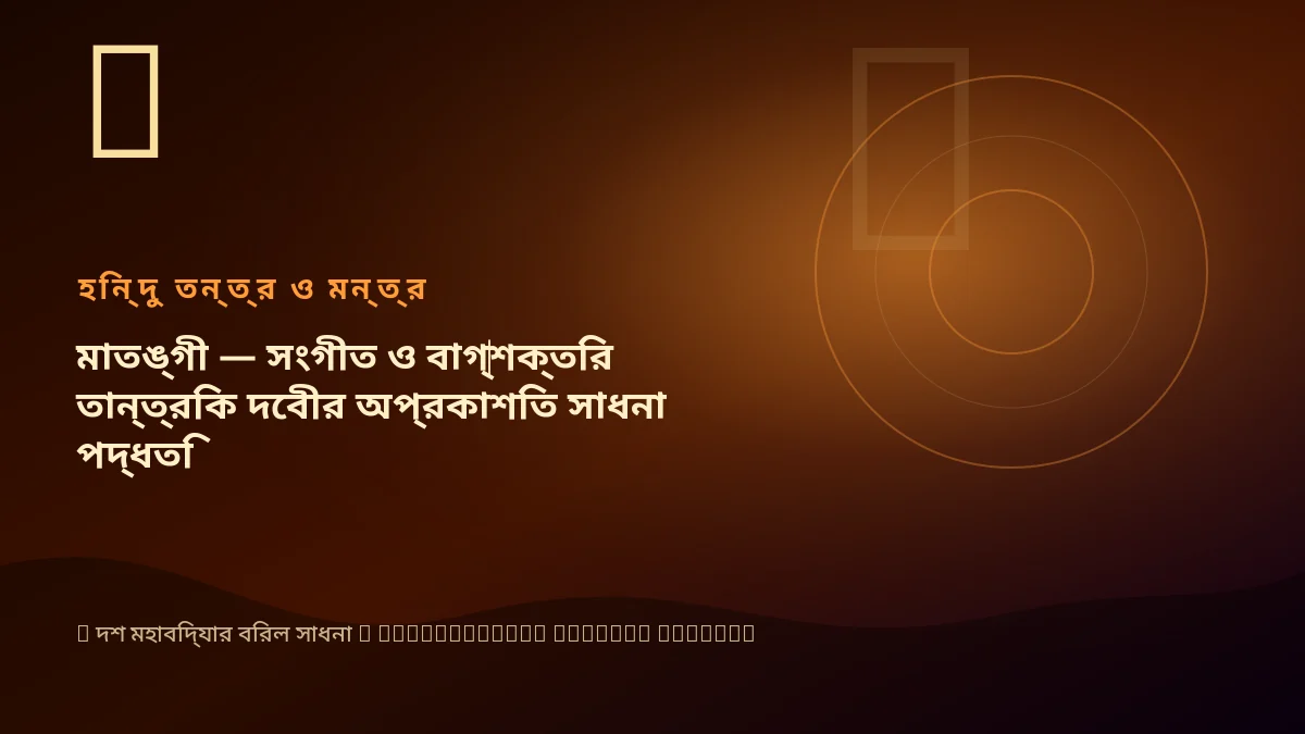 মাতঙ্গী — সংগীত ও বাগ্‌শক্তির তান্ত্রিক দেবীর অপ্রকাশিত সাধনা পদ্ধতি