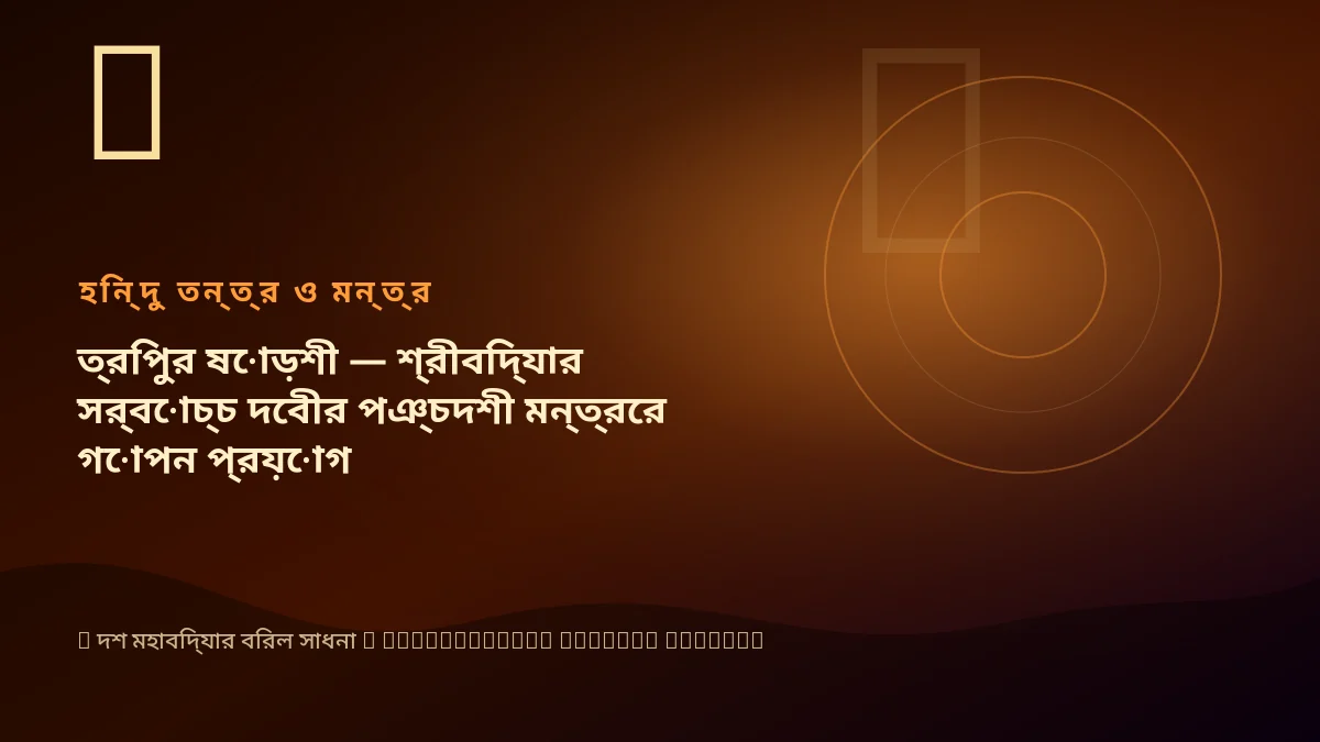 ত্রিপুর ষোড়শী — শ্রীবিদ্যার সর্বোচ্চ দেবীর পঞ্চদশী মন্ত্রের গোপন প্রয়োগ